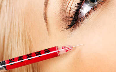 Close up shot of a cheek injection